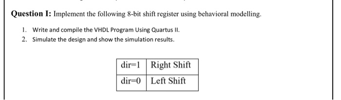 vhdl program for left shift register vhdl program for left shift register