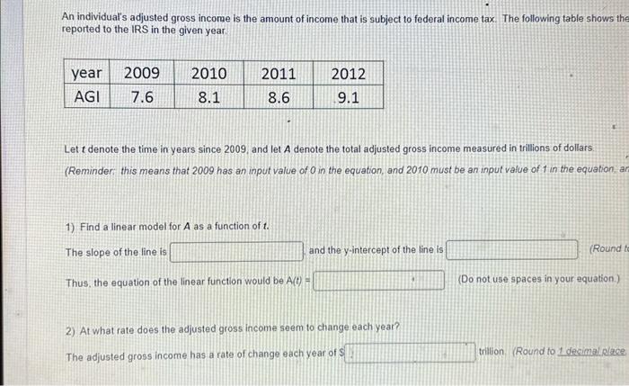 Solved An individual's adjusted gross income is the amount | Chegg.com