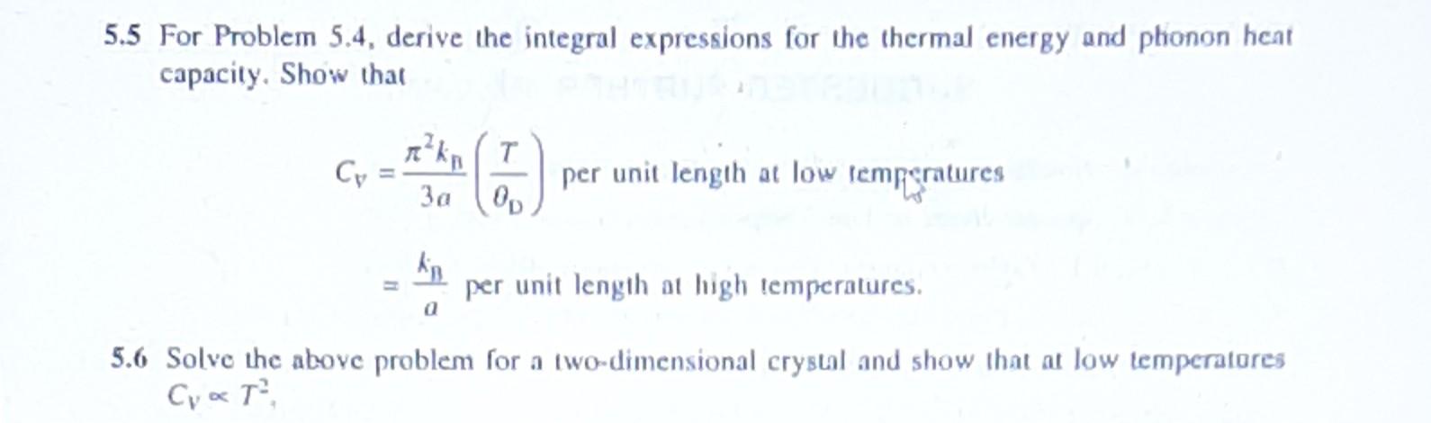 Solved 5.5 For Problem 5.4, derive the integral expressions | Chegg.com
