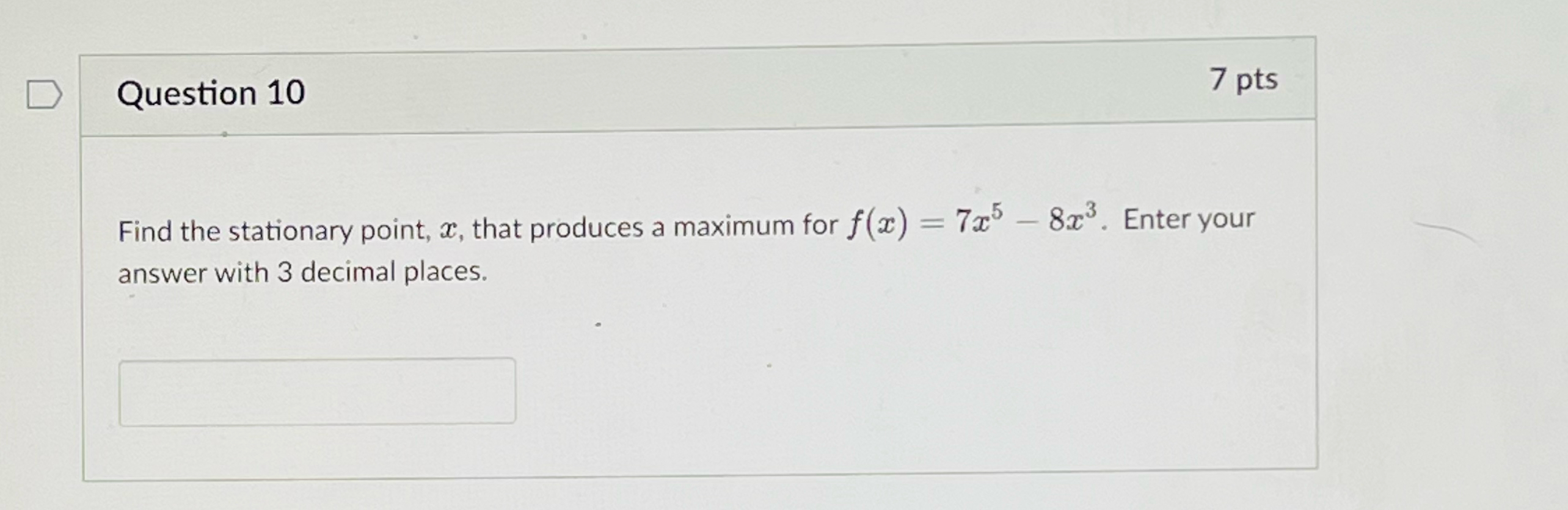 Solved Question 107 ﻿ptsFind the stationary point, x, ﻿that | Chegg.com