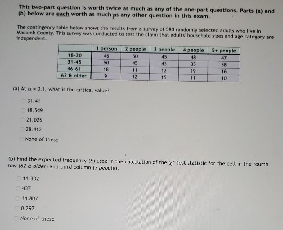 Solved This two-part question is worth twice as much as any | Chegg.com