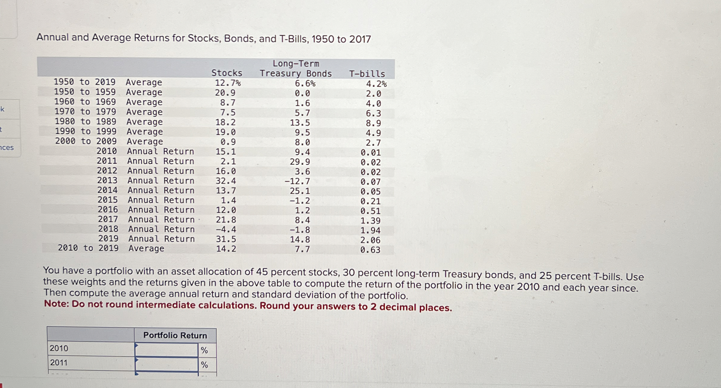 Solved How to solve Annual and Average Returns for Stocks,