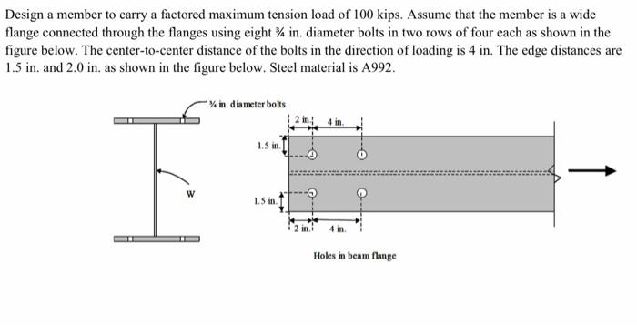 Design a member to carry a factored maximum tension | Chegg.com