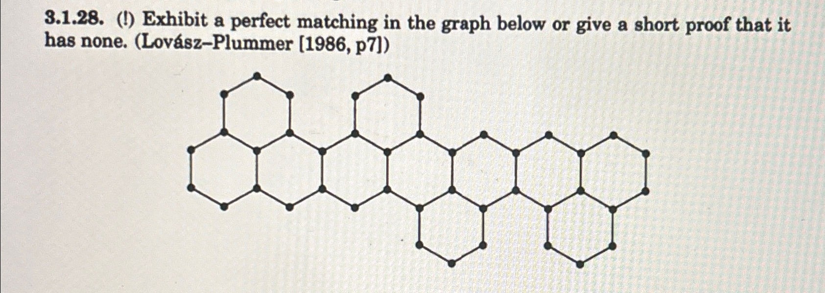Solved 3.1.28. (!) ﻿Exhibit a perfect matching in the graph | Chegg.com