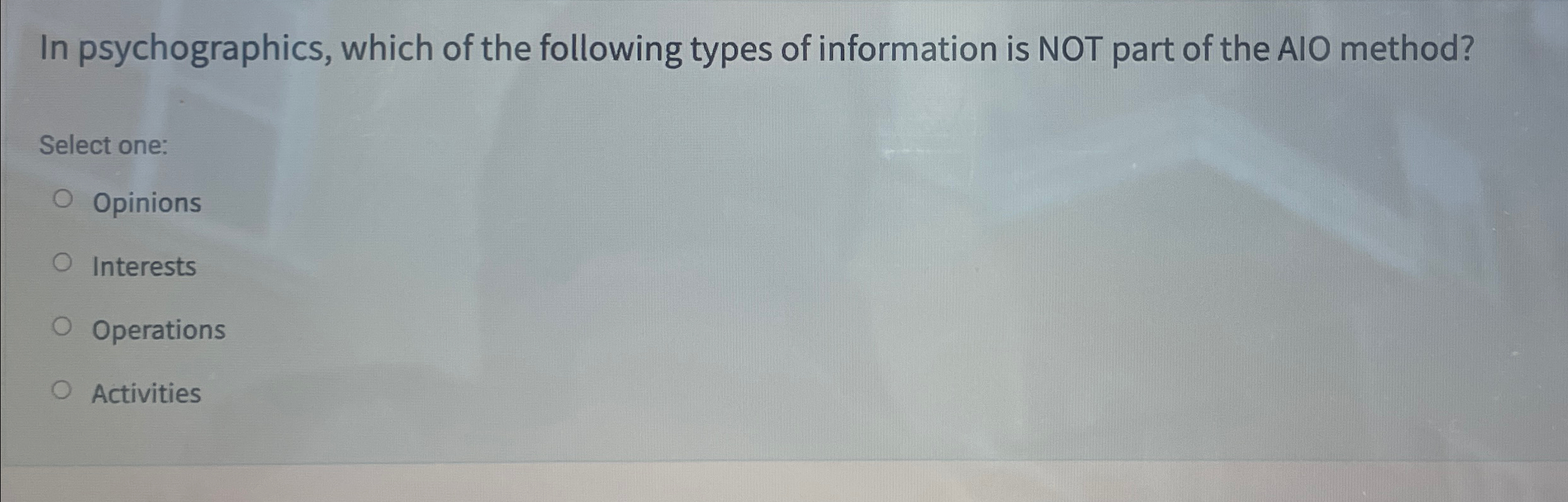 Solved In psychographics, which of the following types of | Chegg.com