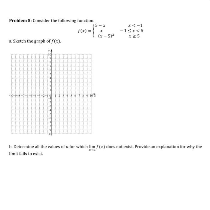 Solved Problem 5: Consider the following function. 5-x f(x) | Chegg.com