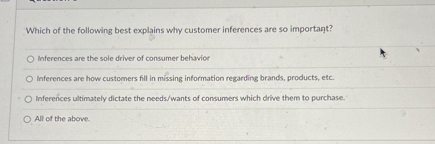Solved Which of the following best explains why customer | Chegg.com