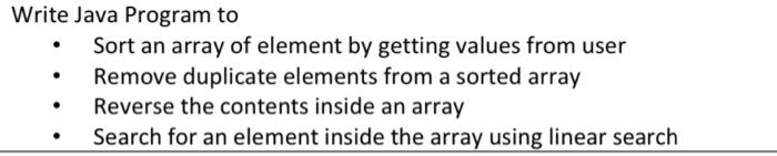 Solved Write Java Program to Sort an array of element by | Chegg.com