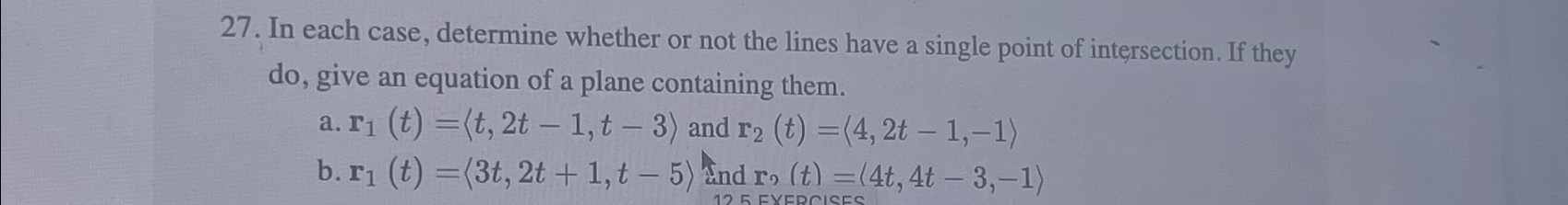 Solved In each case, determine whether or not the lines have | Chegg.com