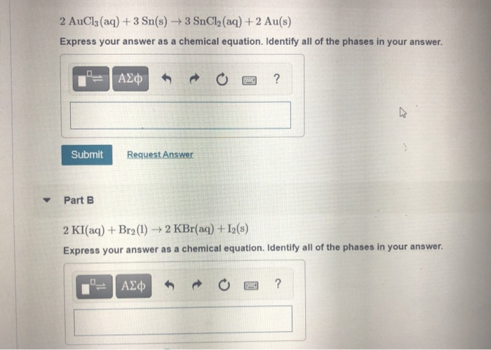 Solved 2 Aucl3 Aq 3 Sn S 3 Sncl2 Aq 2 Au S Express Chegg Com