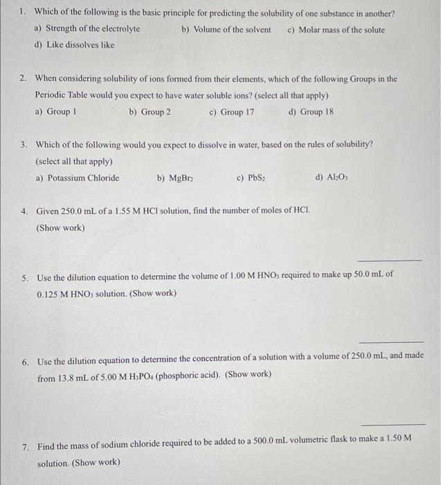 Solved 1. Which Of The Following Is The Basic Principle For | Chegg.com