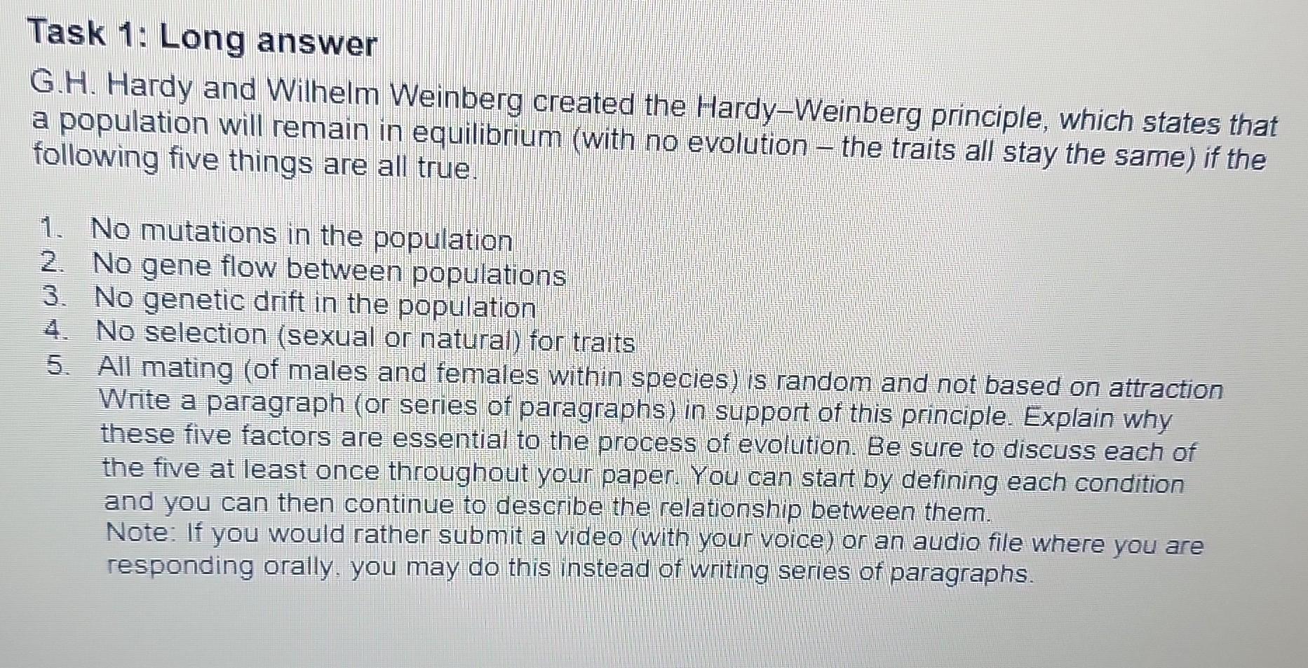 Solved Iask 1: Long answer G.H. Hardy and Wilhelm Weinberg | Chegg.com