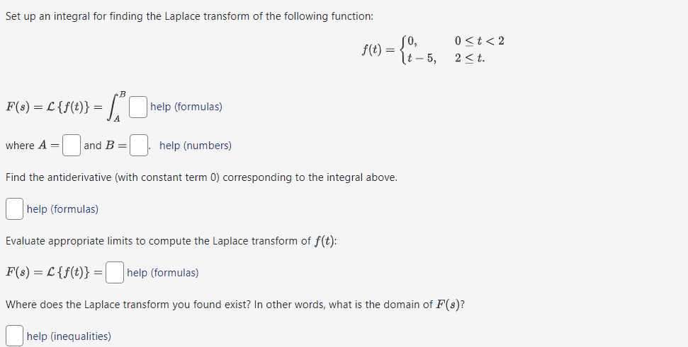 Solved Set up an integral for finding the Laplace transform | Chegg.com