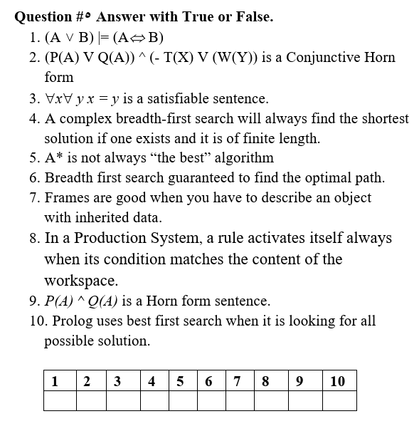 Solved Question º Answer With True Or False 1 A V B Chegg Com