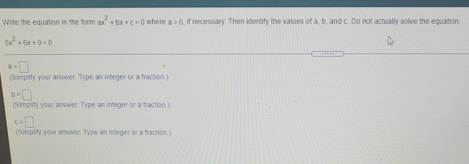 write the following equation in the form ax2 bx c 0