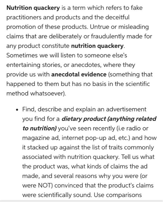 Nutrition Quackery Is A Term Which