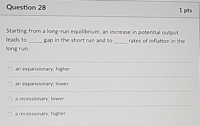 Solved Question 281ptsstarting From A Long Run Equilibrium Chegg