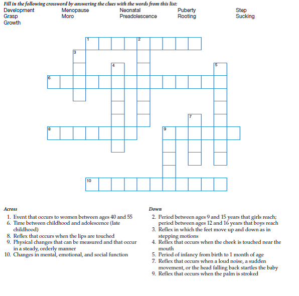 Fill in the following crossword by answering the clues Chegg com