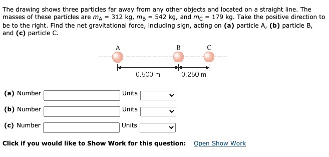 Solved The drawing shows three particles far away from any | Chegg.com