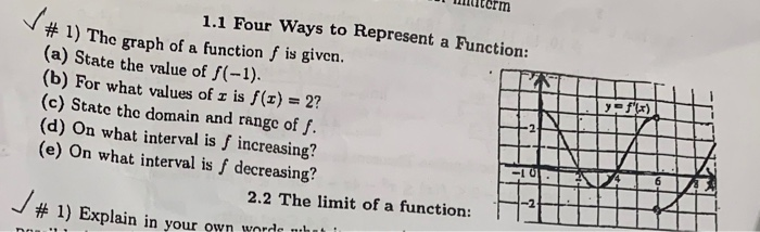 Solved lTcrm 1.1 Four Ways to Represent a Function: #1) The | Chegg.com