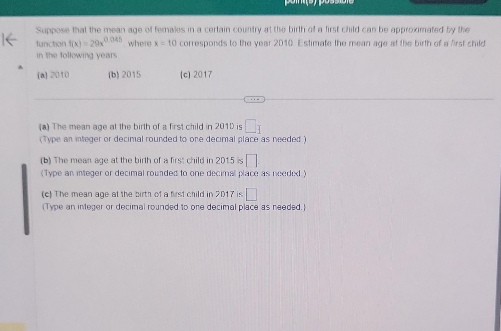 Solved Suppose that the mean age of females in a certain | Chegg.com