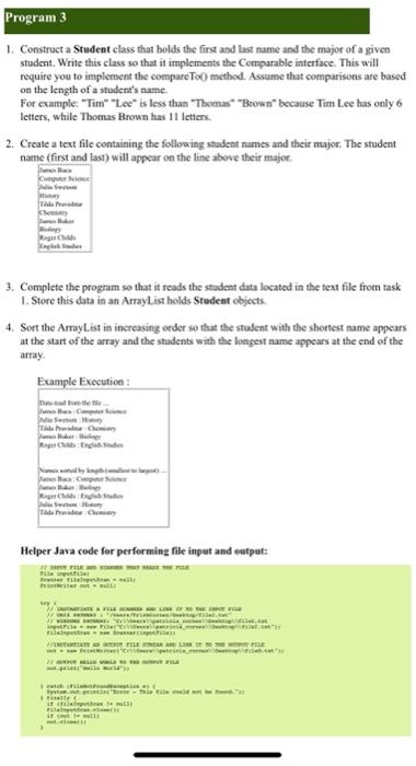 Solved Program 3 1. Construct a Student class that holds the | Chegg.com