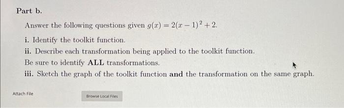 Solved Part b. Answer the following questions given g(x) = | Chegg.com