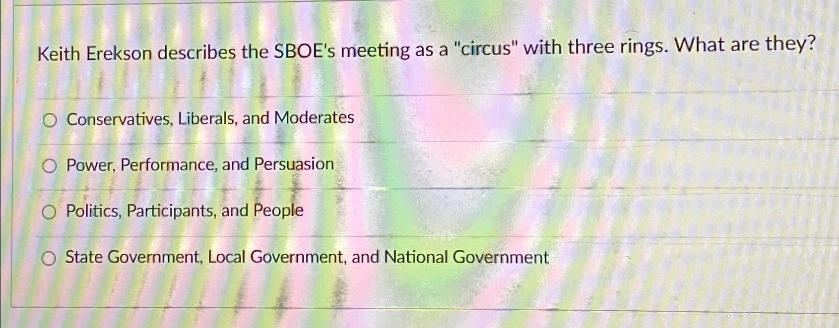 Solved Keith Erekson Describes The SBOE's Meeting As A | Chegg.com