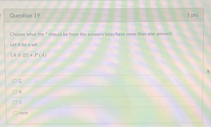Solved Question 19 1 pts Choose what the should be from the | Chegg.com