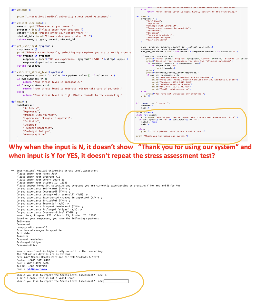 Solved When I input Y for yes, it doesnt repeat the stress | Chegg.com