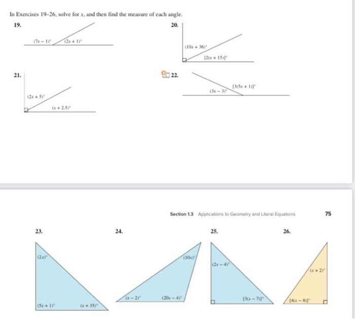 Solved In Exercises 19-26, solve for X, and then find the | Chegg.com
