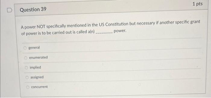 A power NOT specifically mentioned in the US | Chegg.com