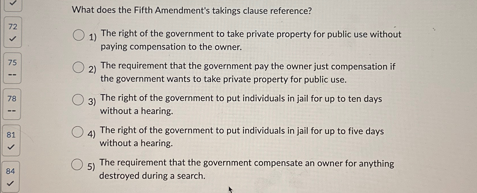 Solved What Does The Fifth Amendment's Takings Clause | Chegg.com