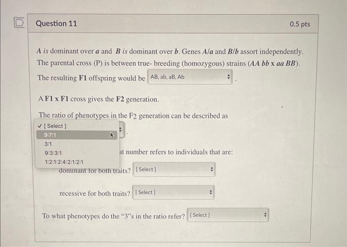 Solved A Is Dominant Over A And B Is Dominant Over B. Genes | Chegg.com