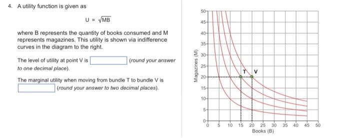 Solved 4. A utility function is given as U = MB where B | Chegg.com