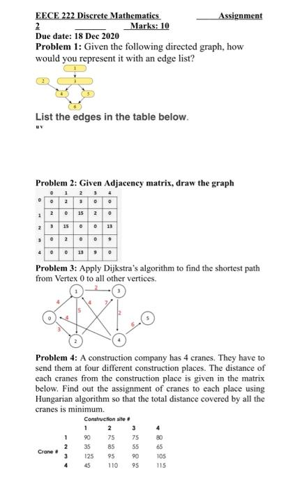 Solved EECE 222 Discrete Mathematics Assignment 2 Marks: 10 | Chegg.com