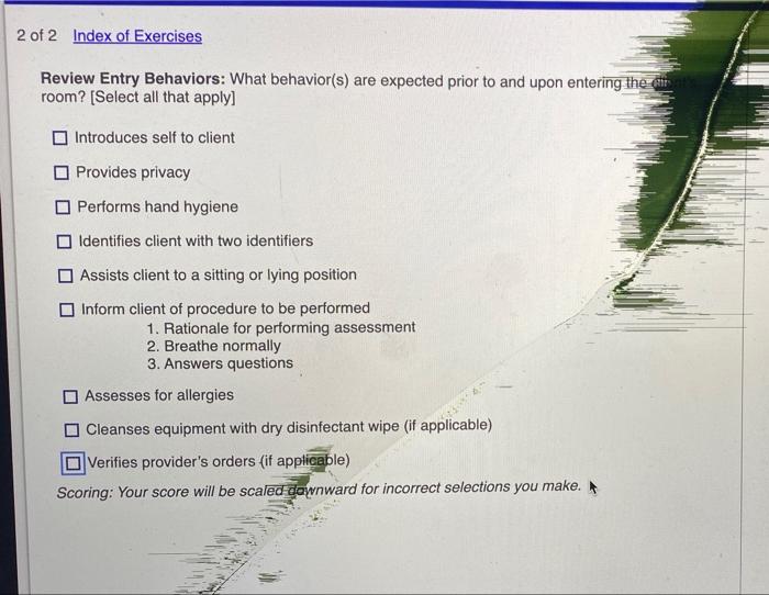 Solved 2 of 2 Index of Exercises Review Entry Behaviors: | Chegg.com