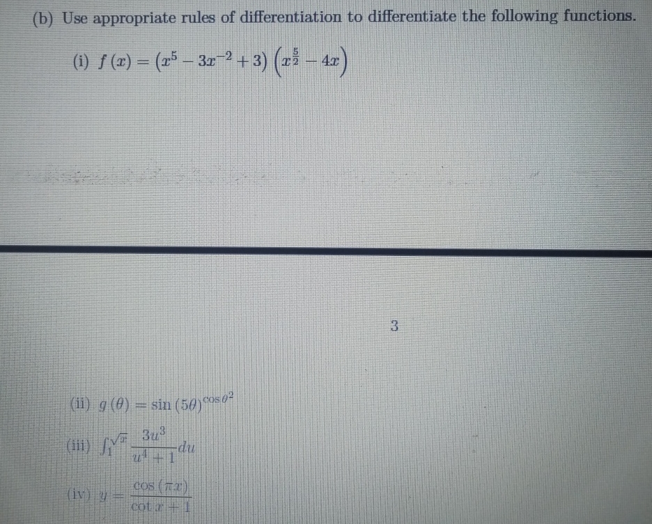 Solved (b) ﻿Use appropriate rules of differentiation to | Chegg.com