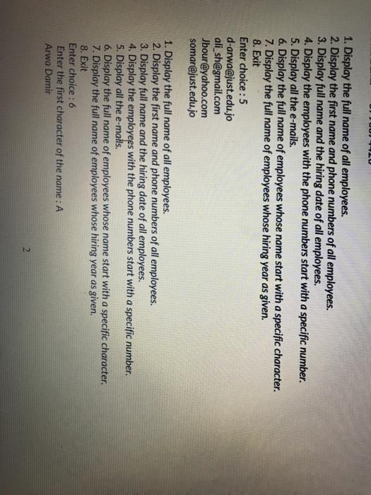 Solved Write Python code that prints the following menu and | Chegg.com