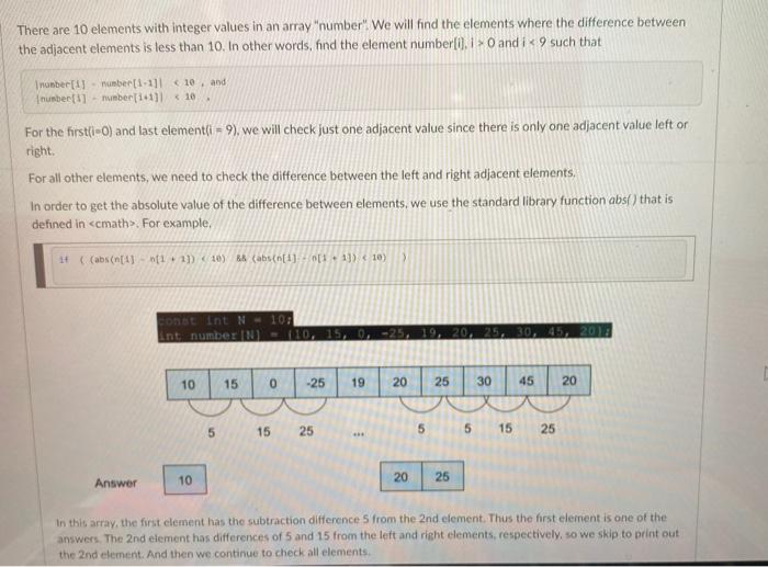 Solved There are 10 elements with integer values in an array | Chegg.com