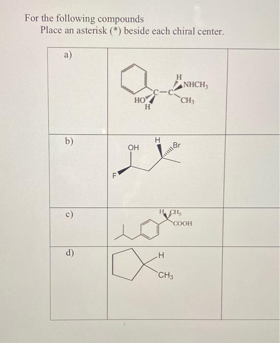 Solved For The Following Compounds | Chegg.com