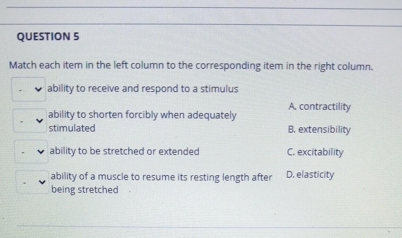 Solved QUESTION 5 Match each item in the left column to the | Chegg.com