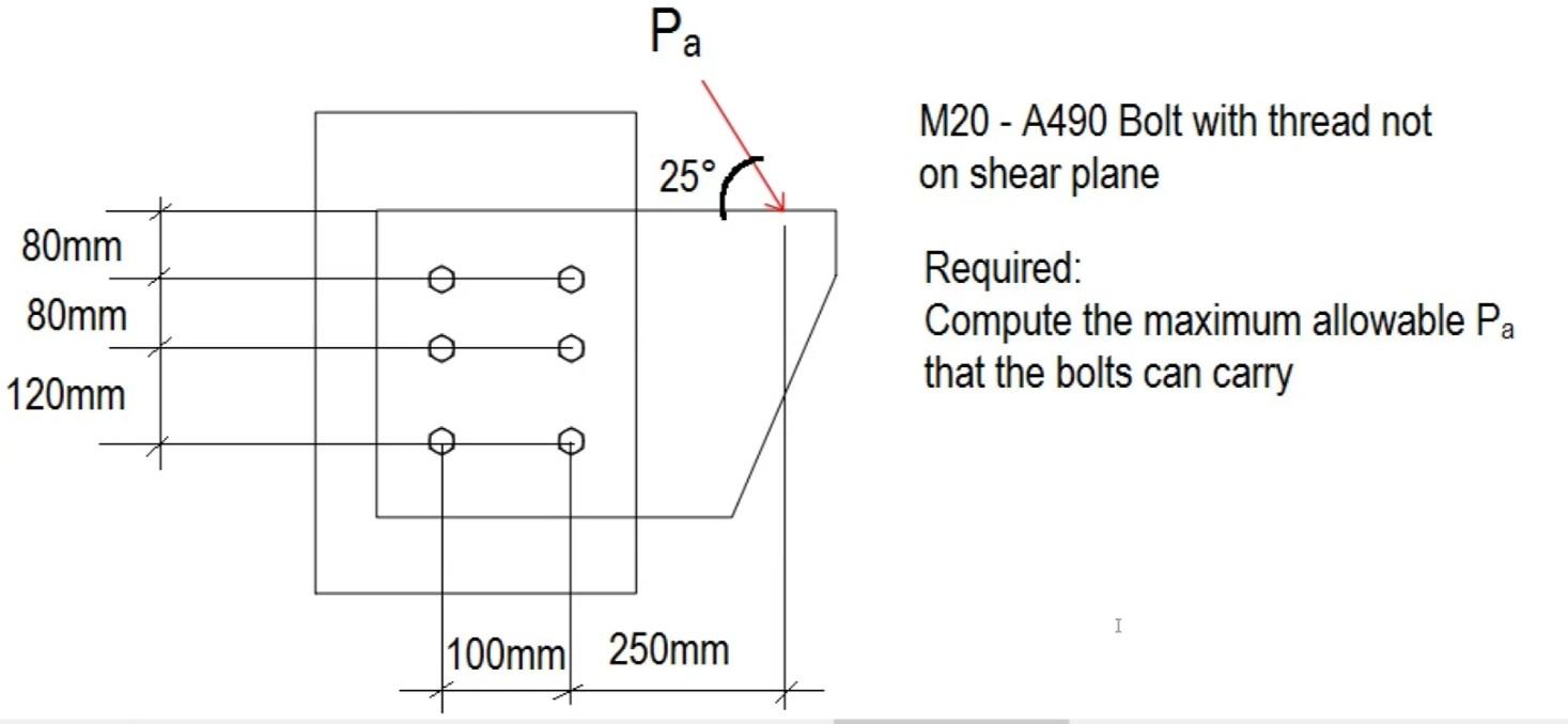Solved M20 - A490 Bolt with thread not on shear plane | Chegg.com