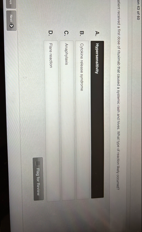 [Solved]: on 43 of 60 atient received a first dose of rituxi
