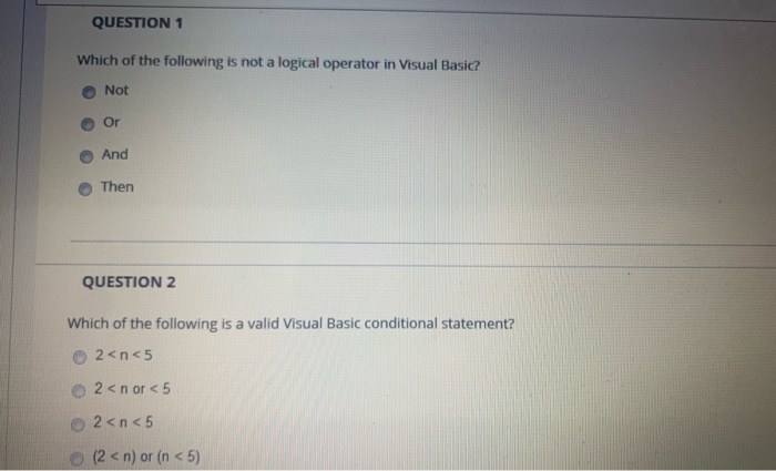 Solved QUESTION 1 Which Of The Following Is Not A Logical | Chegg.com