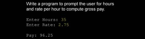 Solved Write a program to prompt the user for hours and rate | Chegg.com