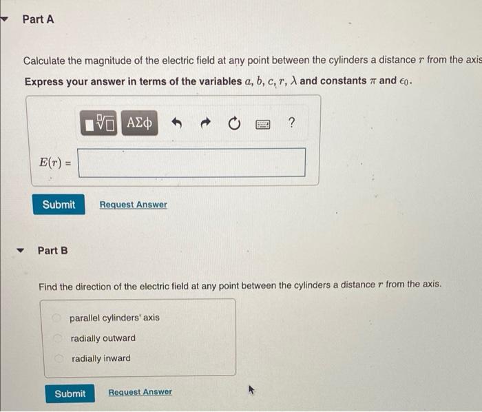 Solved A long coaxial cable consists of an inner cylindrical