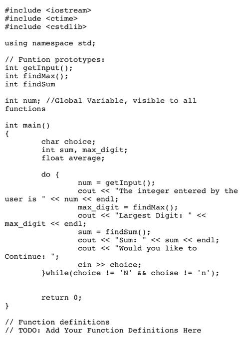 Solved Write a function definition that has three integers | Chegg.com