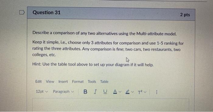 Solved Question 31 2 pts Describe a comparison of any two | Chegg.com