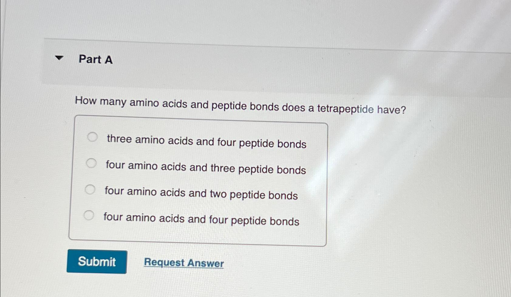Solved Part AHow many amino acids and peptide bonds does a | Chegg.com